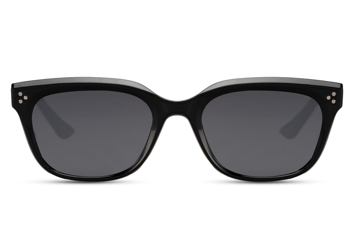 Elegant Black Cat-Eye Sunglasses with Silver Accents