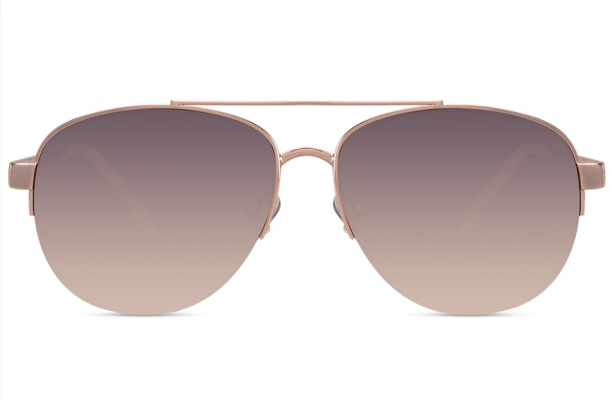 Sleek Rose Gold Aviator Sunglasses with Gradient Lenses - Tiffany