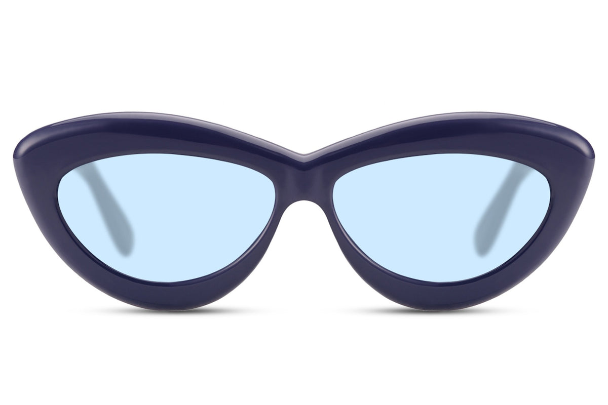 Ladies Trendy Sunglasses in Modern Navy Blue Cat-Eye with Light Blue Lenses  - Kat