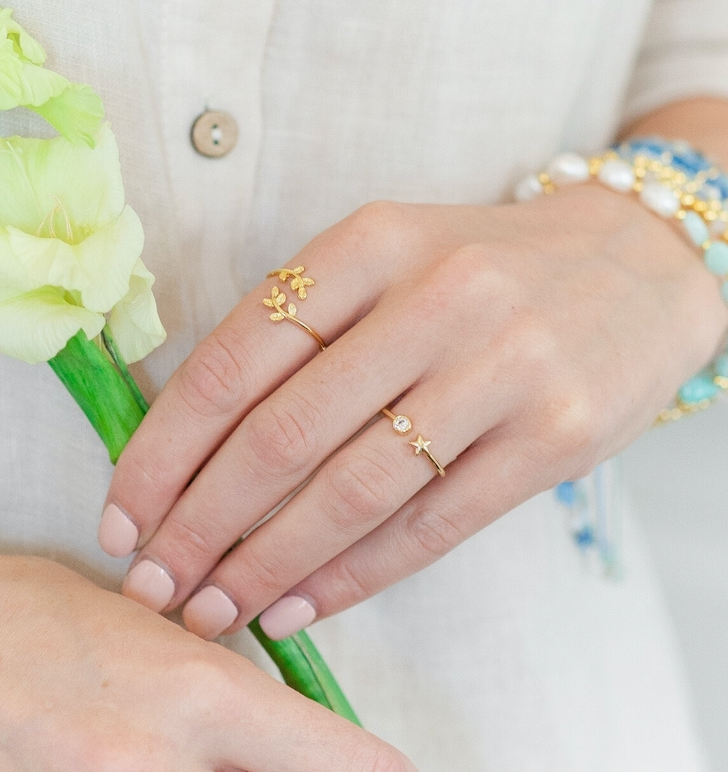 Adjustable Gold Leaf Ring