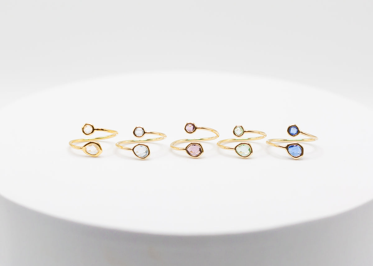 Gemstone Adjustable Ring Gold & Indigo