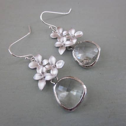 Silver Cherry Blossom Earrings