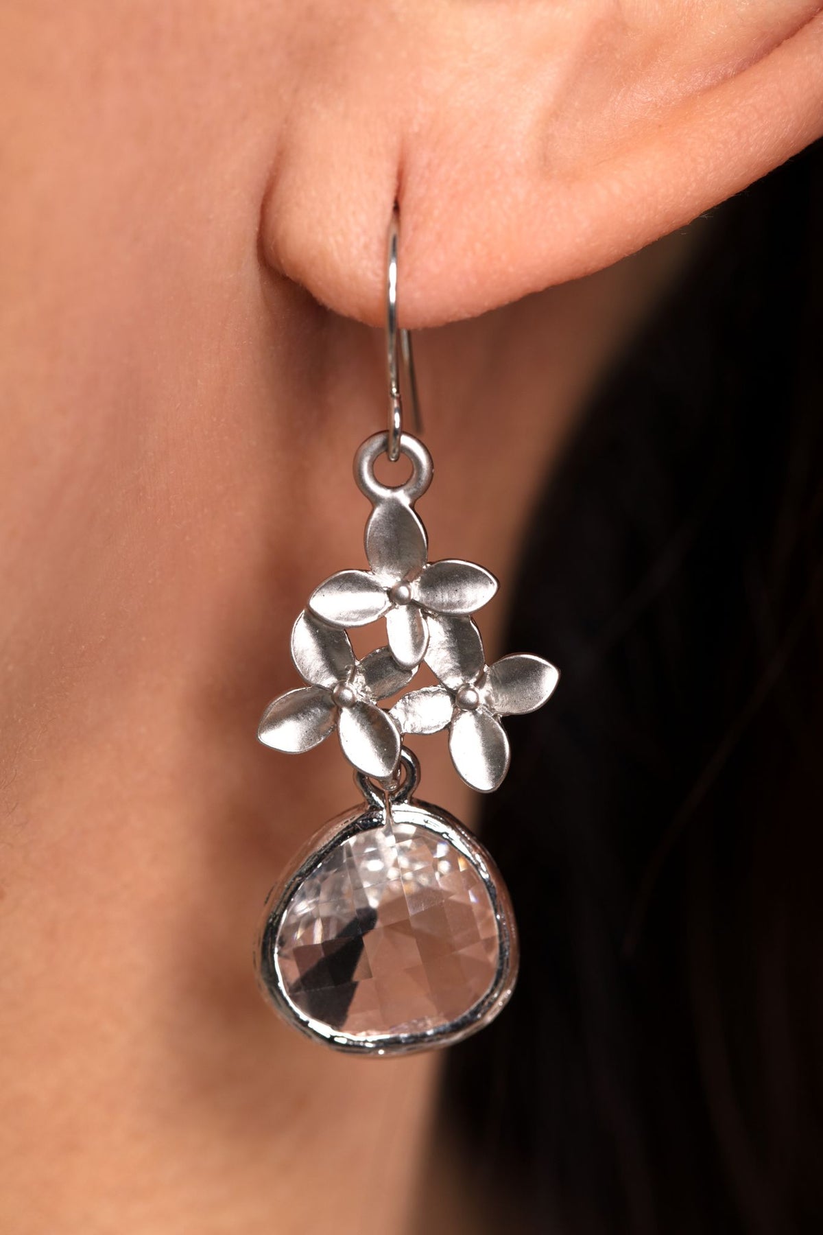 Silver Cherry Blossom Earrings