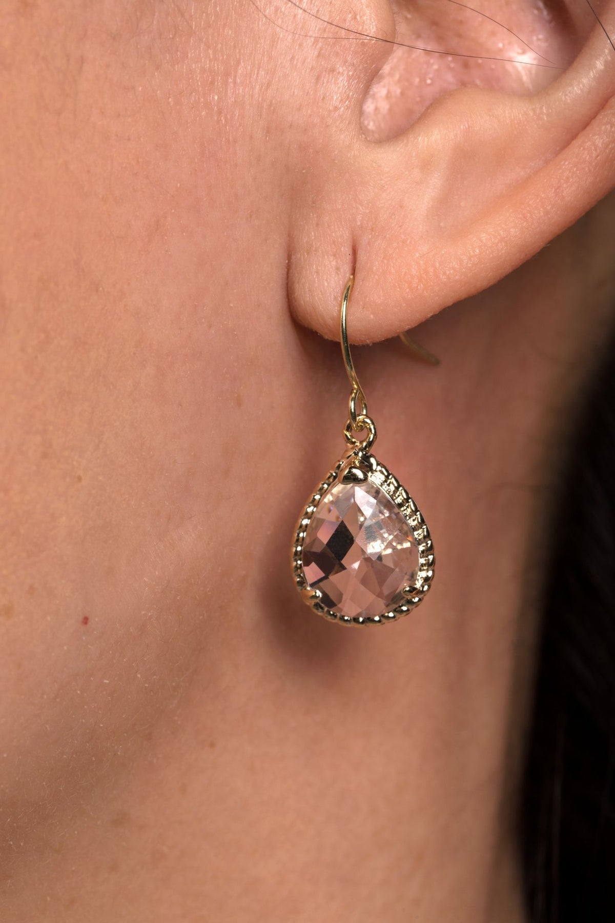 Gold Crystal Teardrop Earrings