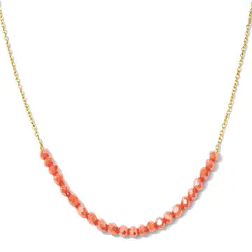 Delicate Crystal Accented Necklace - Coral