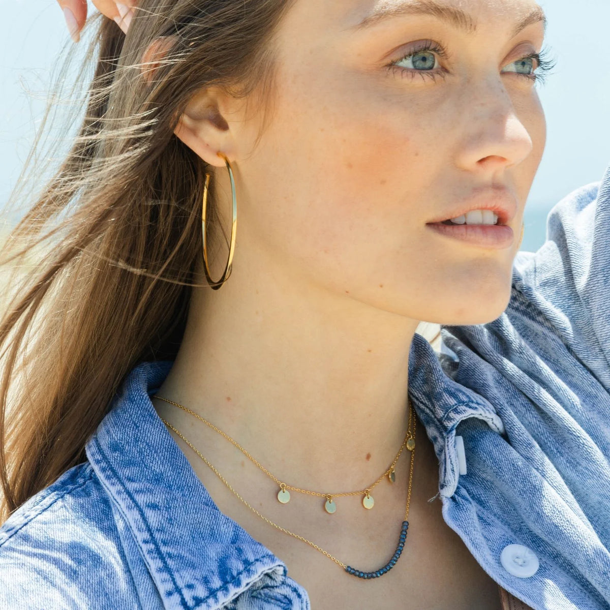 Delicate Crystal Accented Necklace -  Navy