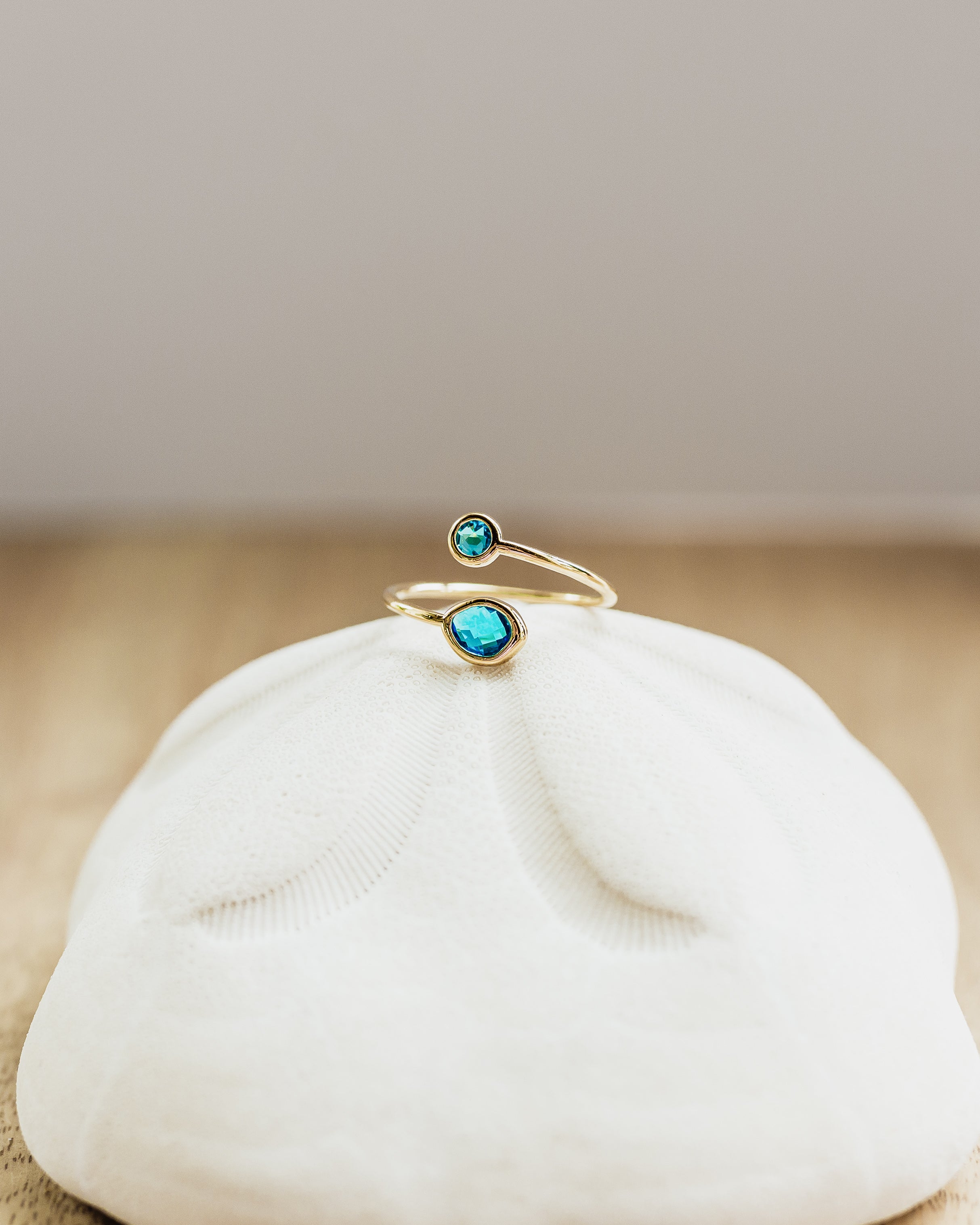 Gemstone Adjustable Ring Gold & Indigo