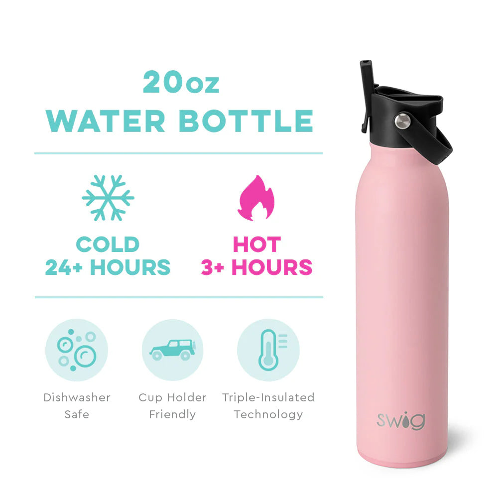 Swig Life - Soft Matte Blush Flip + Sip 20 oz Bottle