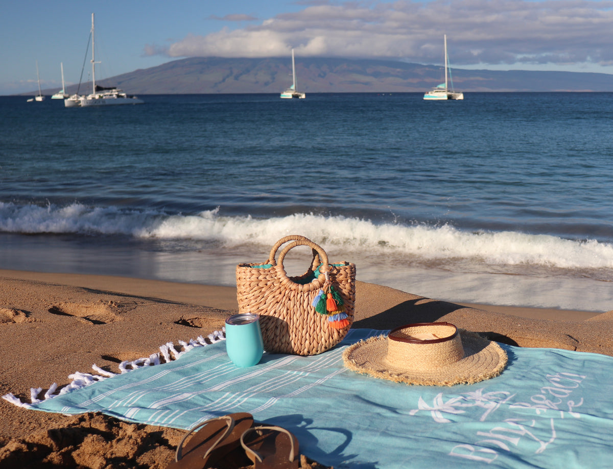 Hand-Woven Rattan Tote - Small Straw Beach Bag
