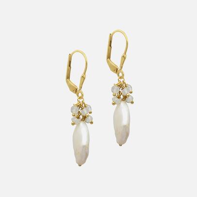 Fresh Water Pearl Leverback Earrings (Gold Plated Brass)