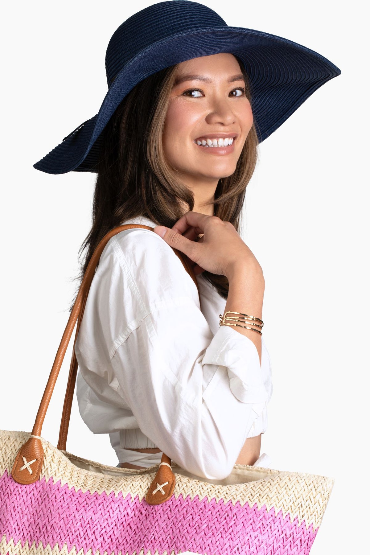 Santa Monica Wide Brimmed Floppy Hat - Navy