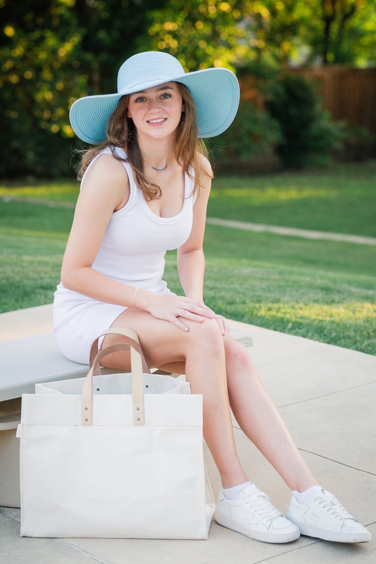 Santa Monica Wide Brimmed Floppy Hat - Light Blue