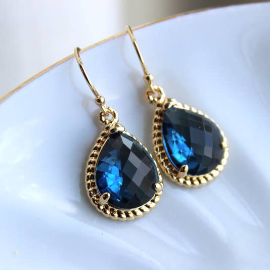 Sapphire Blue Teardrop Earrings