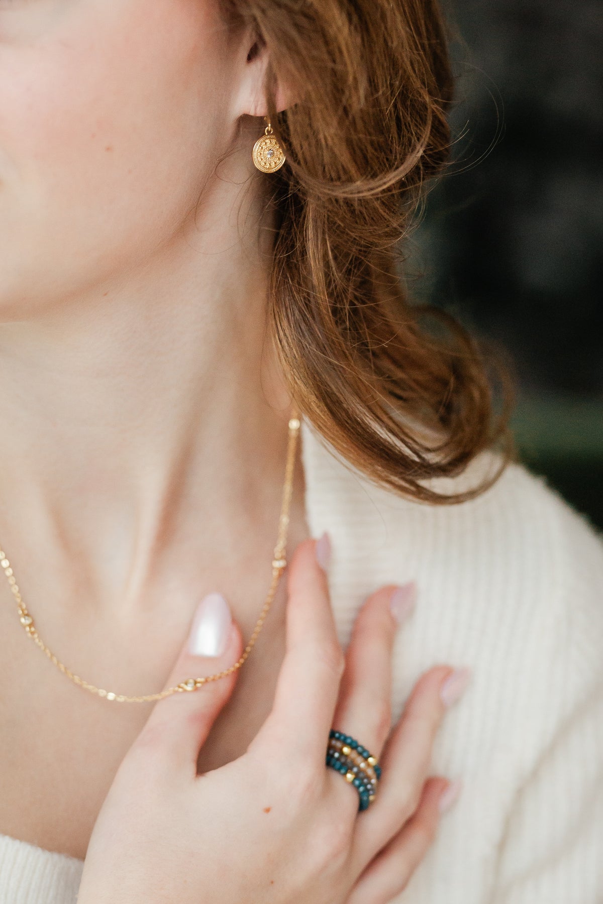 Single Layering Necklace with Multiple Framed Cubic Zirconia Gold