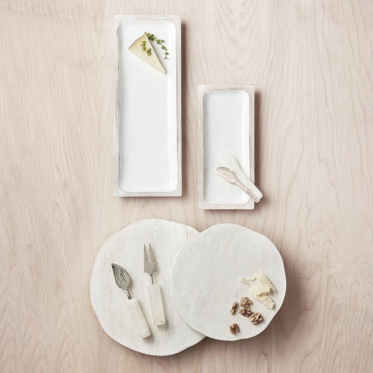 Mango Wood Enamel Serving Tray - 11"