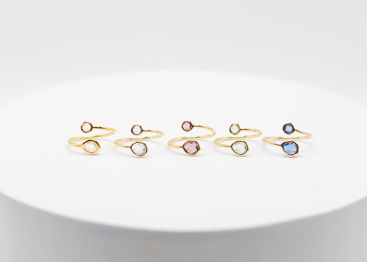 Gemstone Adjustable Ring Gold & Cornflower