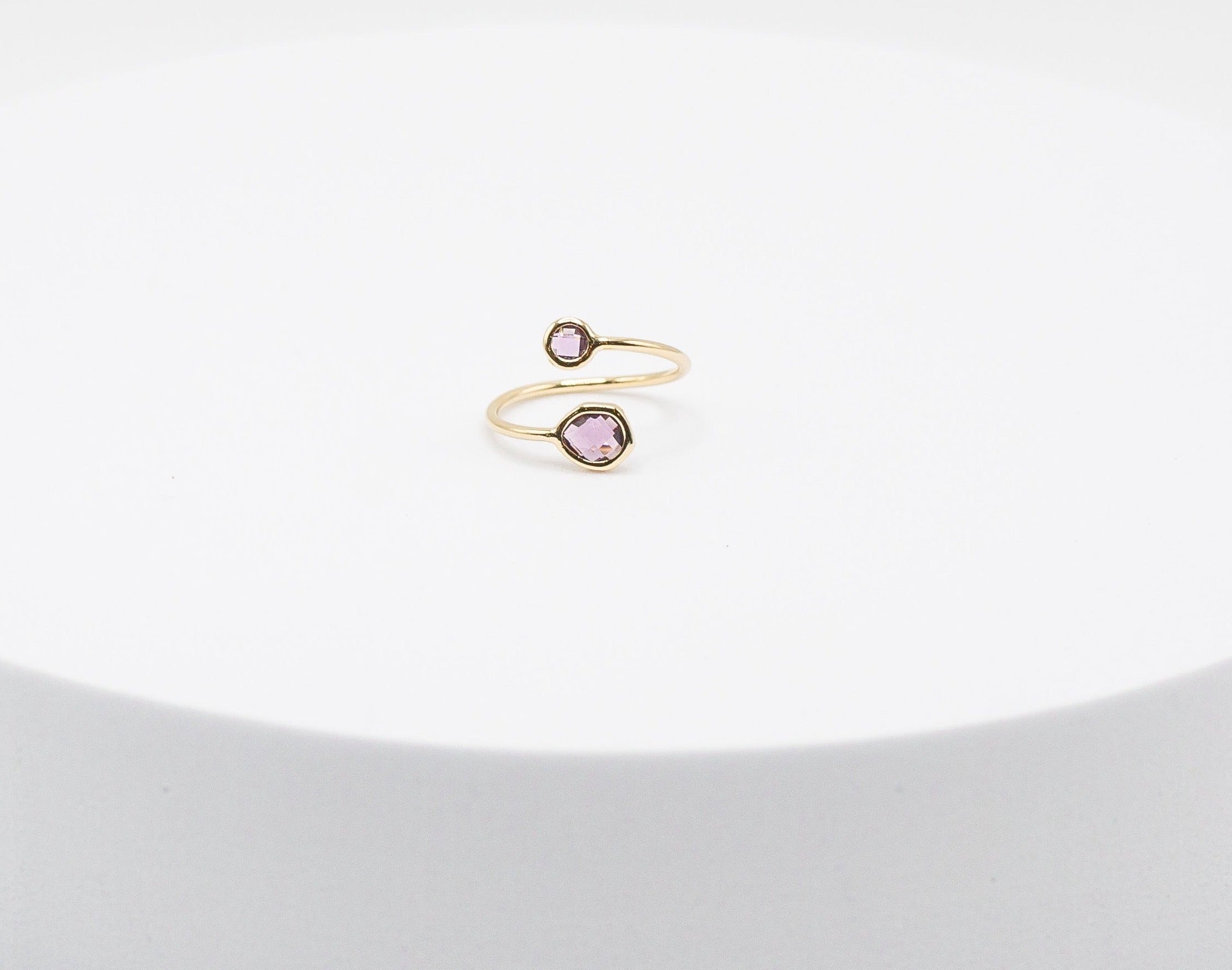 Gemstone Adjustable Ring Gold & Plum