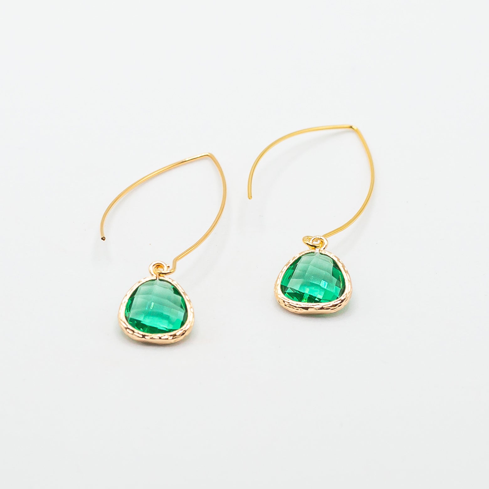 Gold Thread Through Earrings with Gemstone Drop - Erinite